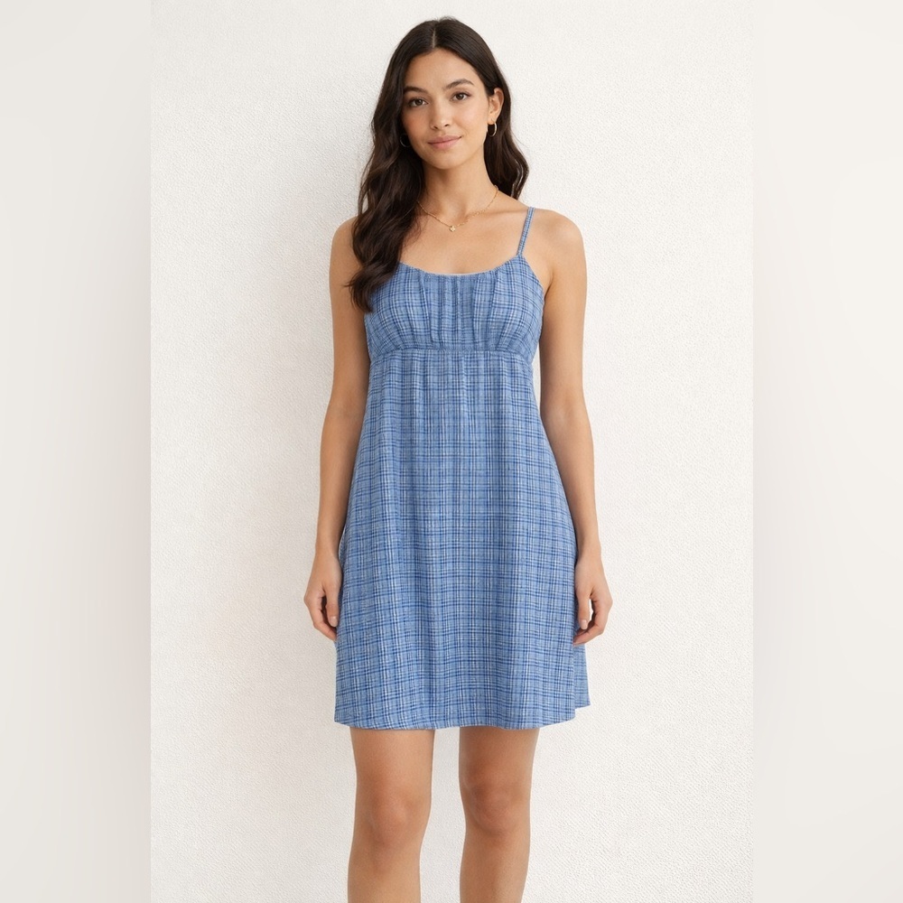Aeropostale Blue Plaid Spaghetti Strap Mini Dress Size L